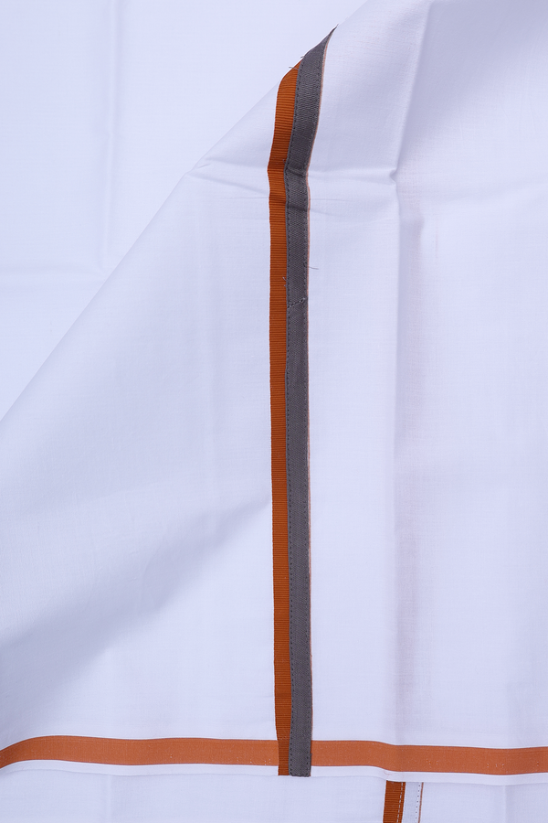 Regular Collar Greyish Brown Cotton Shirt With Dhoti Set