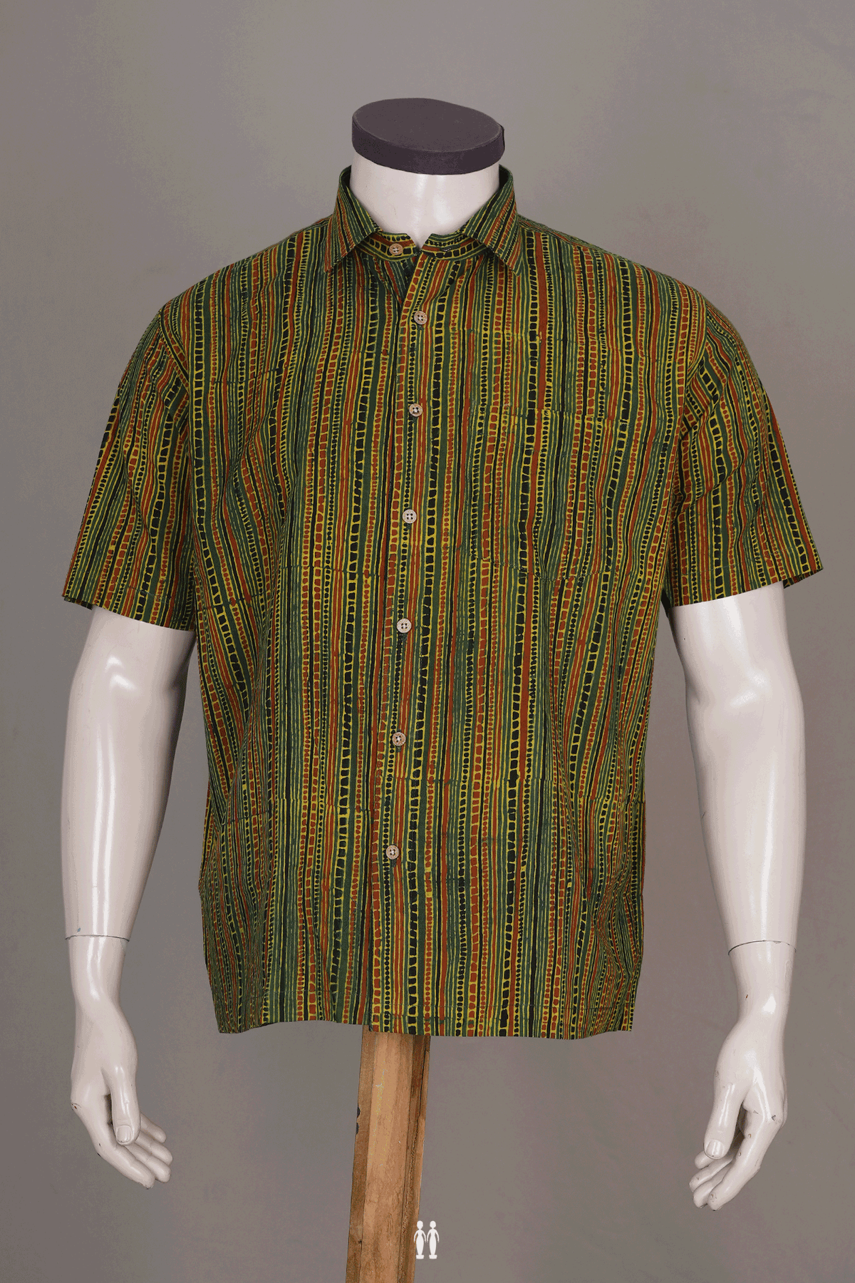 Regular Collar Multicolor Ajrakh Printed Cotton Shirt