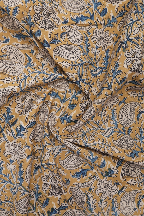 Regular Collar Paisley Design Green Kalamkari Cotton Shirt