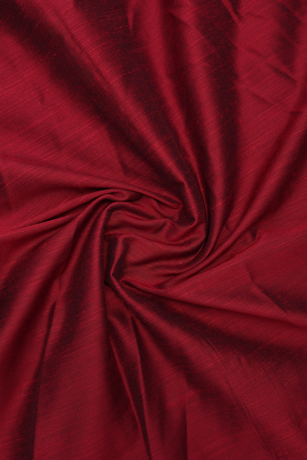 Regular Collar Plain Burgundy Red Raw Silk Shirt