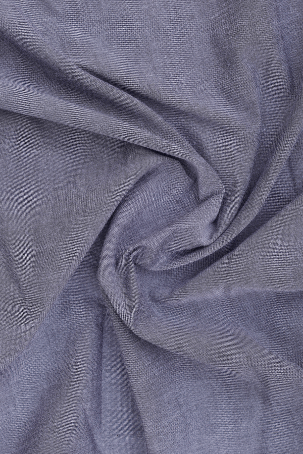 Regular Collar Plain Grey Cotton Shirt