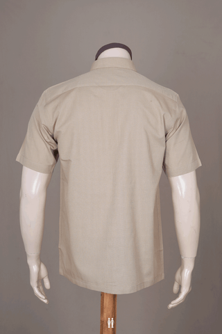Regular Collar Plain Khaki Cotton Shirt