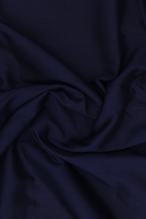 Regular Collar Plain Navy Blue Cotton Shirt With Dhoti Set