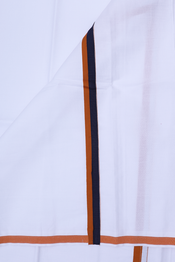 Regular Collar Plain Navy Blue Cotton Shirt With Dhoti Set