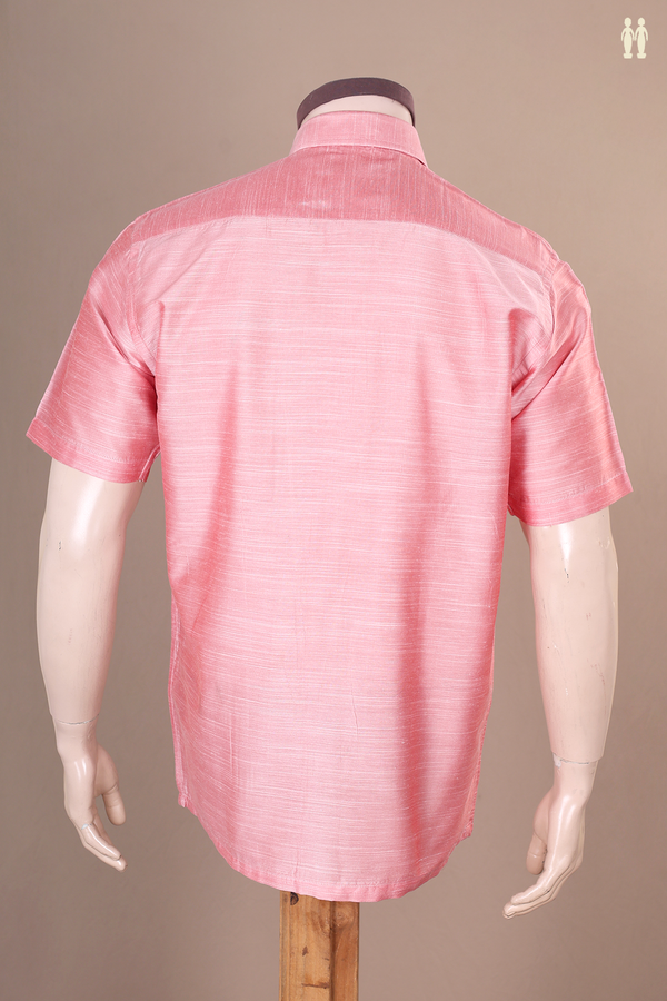 Regular Collar Plain Orchid Pine Raw Silk Shirt