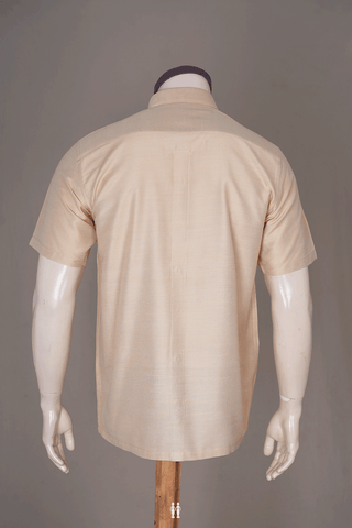 Regular Collar Plain Tan Brown Cotton Shirt