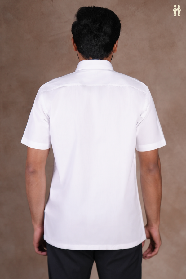 Regular Collar Plain White Cotton Shirt