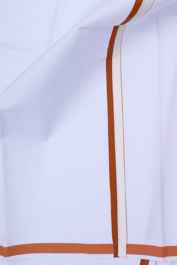 Regular Collar Plain White Cotton Shirt With Dhoti Set