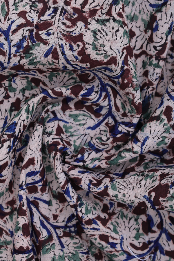Regular Collar Printed Design Maroon Kalamkari Cotton Shirt