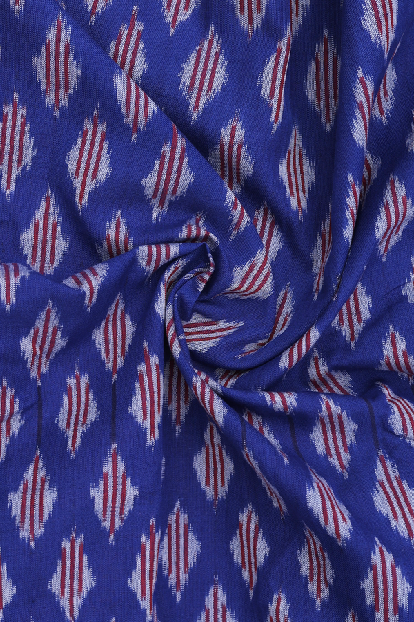 Regular Collar Printed Design Royal Blue Cotton Shirt
