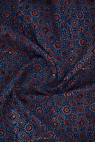 Regular Collar Prussian Blue Ajrakh Printed Cotton Shirt