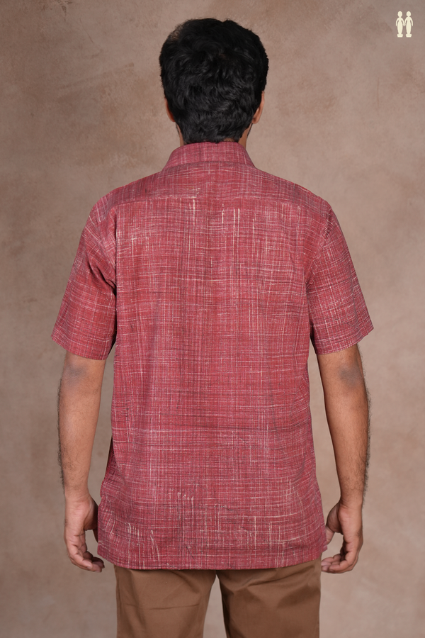 Regular Collar Red Cotton Shirt