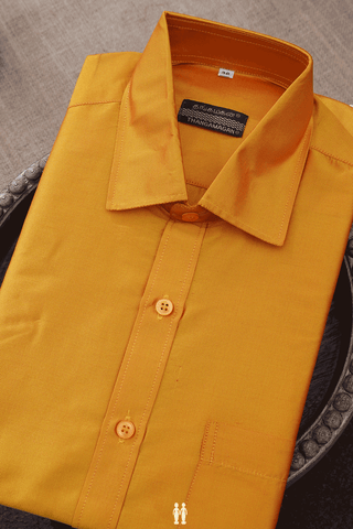 Assorted Orange, Yellow And Red Set Of 3 Size 36 Silk Shirts