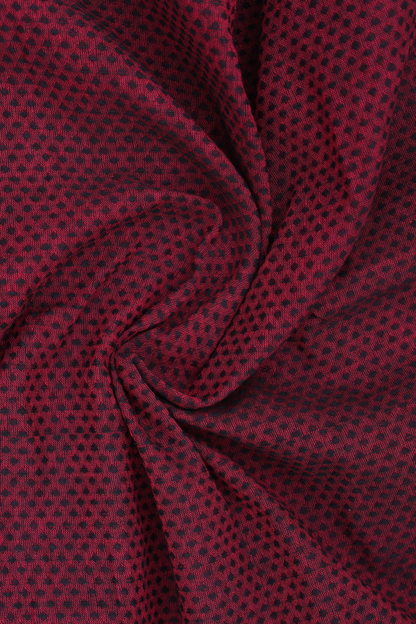 Regular Collar Threadwork Buttis Burgundy Red Cotton Shirt