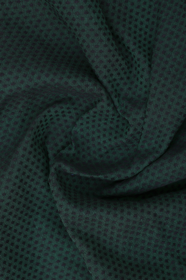 Regular Collar Threadwork Buttis Dark Green Dobby Cotton Shirt