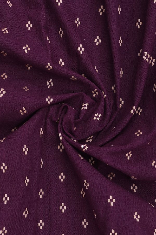 Regular Collar Threadwork Buttis Plum Purple Cotton Shirt