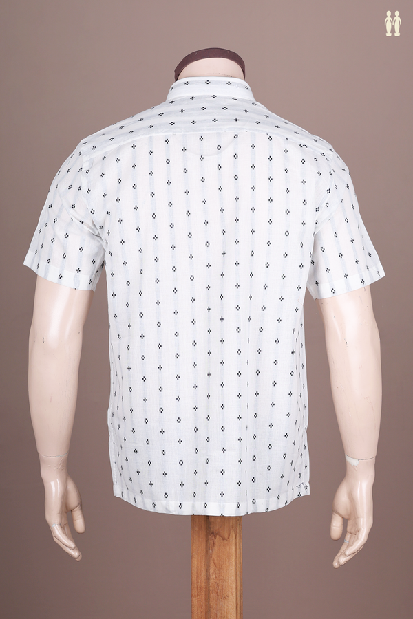 Regular Collar Threadwork Buttis White Cotton Shirt