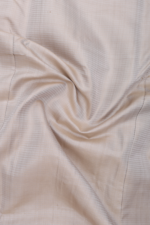 Regular Collar Threadwork Design Khaki Silk Shirt