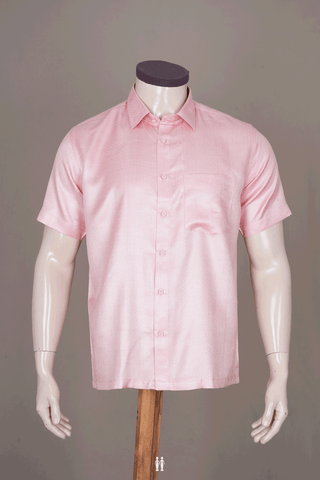 Regular Collar Jacquard Design Pink Pashmina Shirt