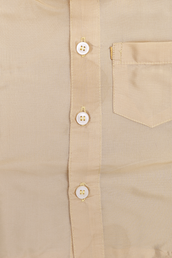 Regular Collar Yellow Art Silk Shirt With Velcro Dhoti Set