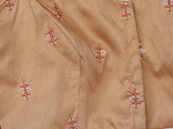 Round Neck Allover Buttas Brown Raw Silk Readymade Blouse