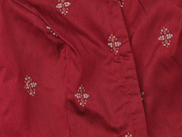 Round Neck Allover Buttas Red Semi Raw Silk Readymade Blouse