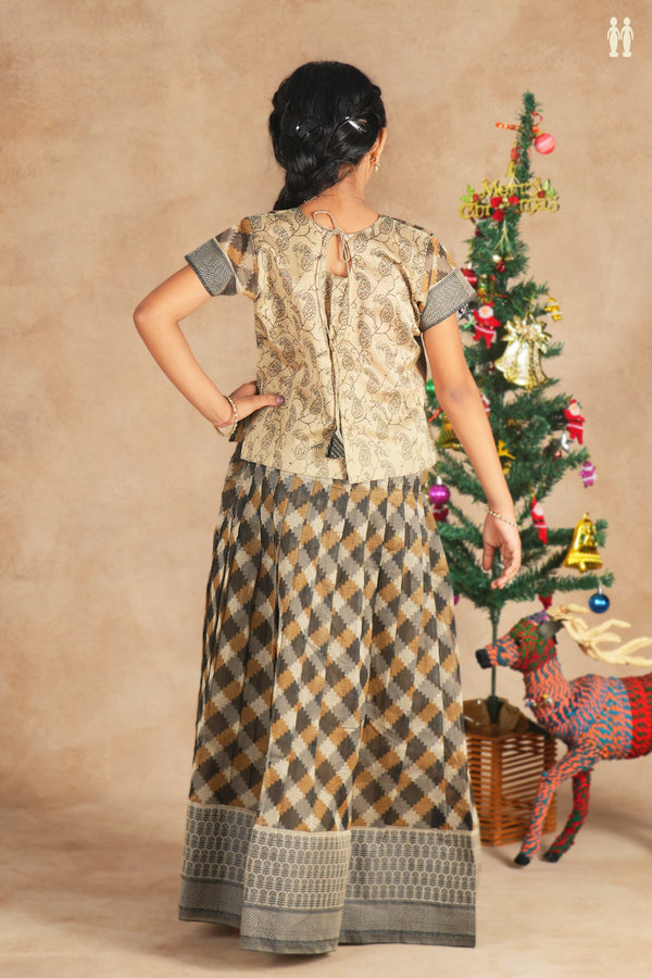 Allover Design Shades Of Brown Kota Pavadai Sattai