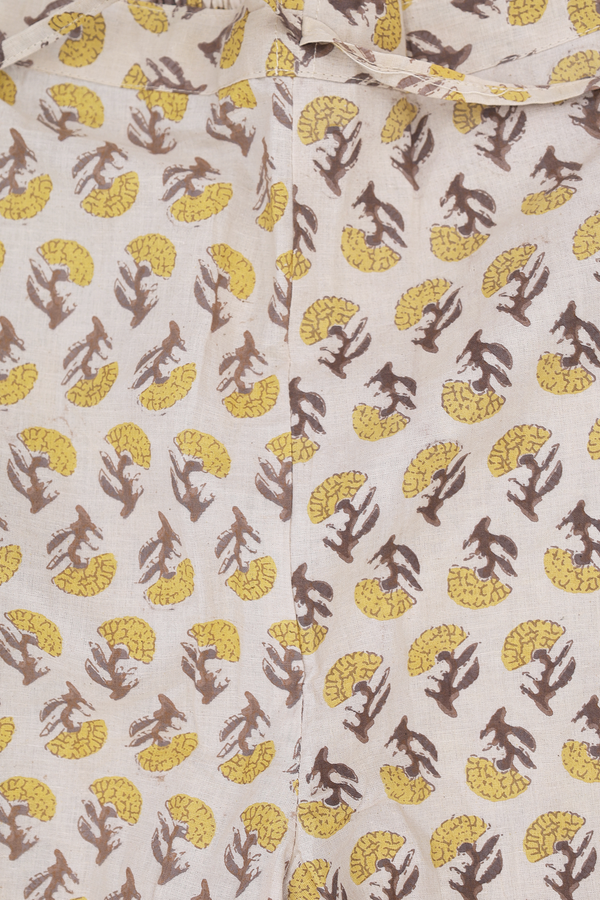 Round Neck Floral Design Pastel Brown Cotton Salwar Set