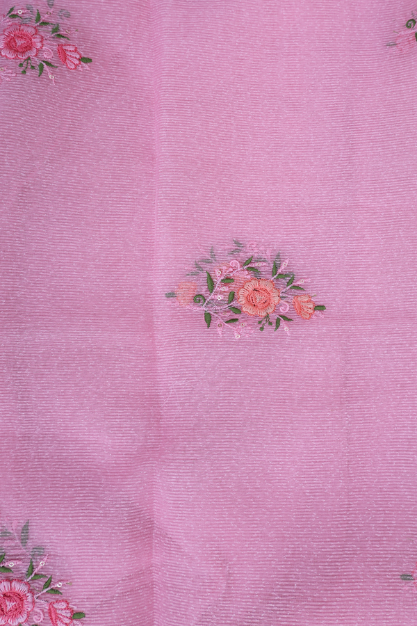 Round Neck Floral Design Pink Kota Salwar Set