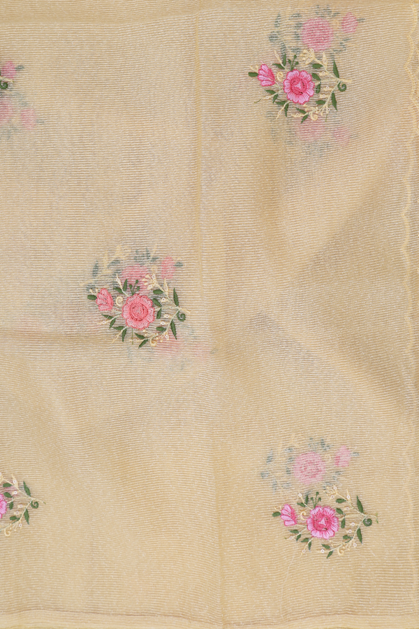 Round Neck Floral Design Yellow Kota Salwar Set