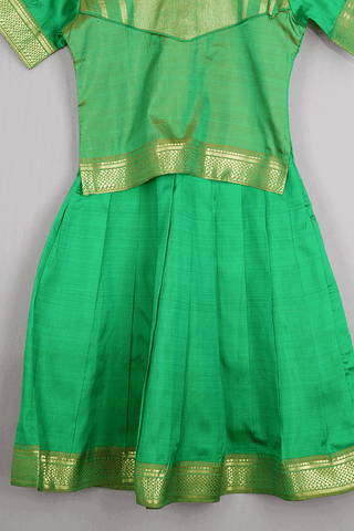 Round Neck Green Kanchipuram Silk Readymade Pavadai Sattai
