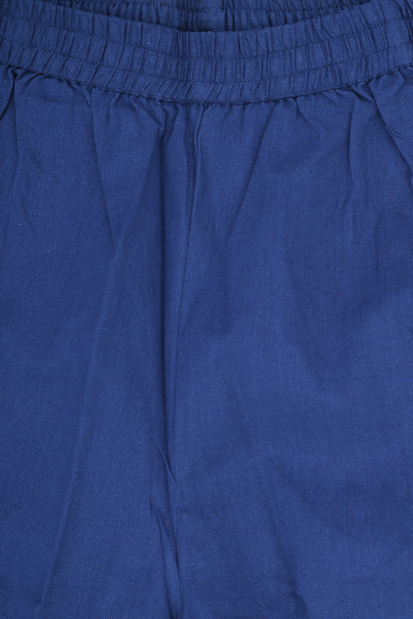 Round Neck Patch Work Blue Cotton Salwar Set