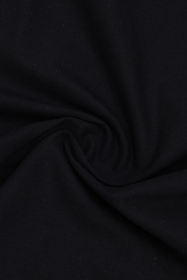 Round Neck Plain Black Cotton Short Top