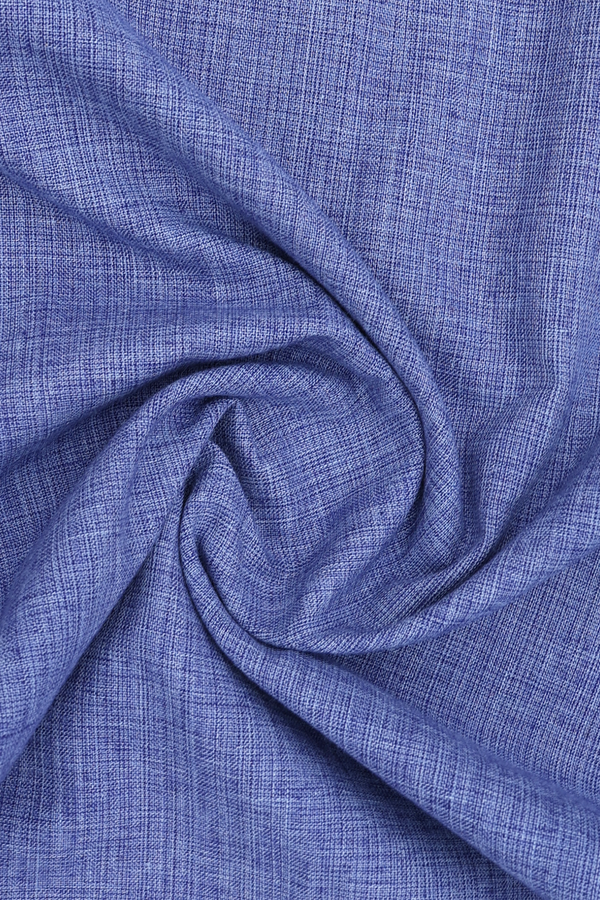 Round Neck Plain Blue Cotton Long Kurta