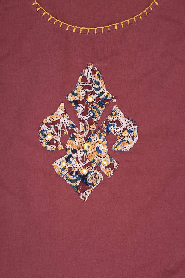 Round Neck Plain Brown Cotton Salwar Set