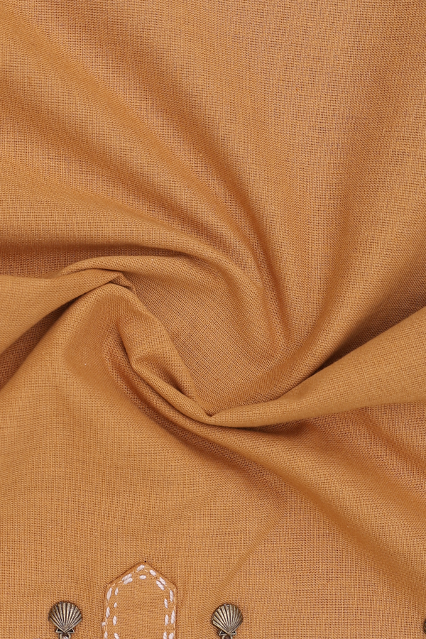 Round Neck Plain Mustard Yellow Cotton Short Top