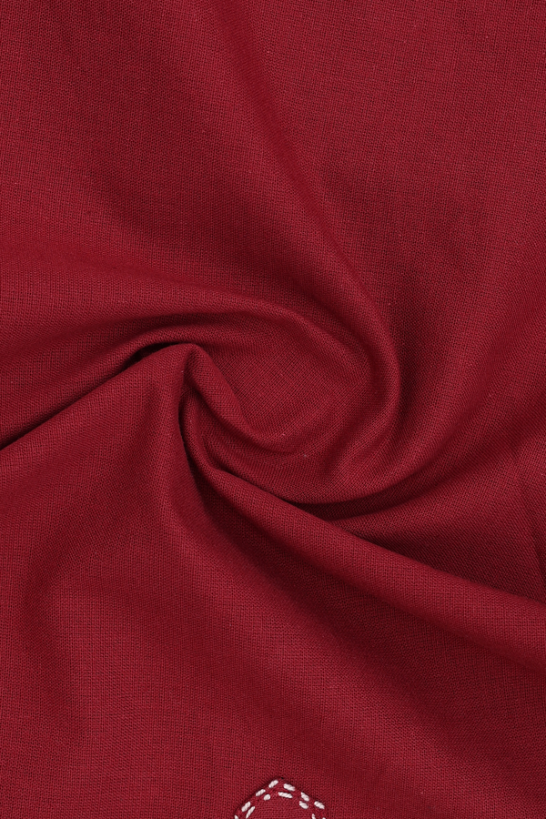 Round Neck Plain Rust Red Cotton Short Top