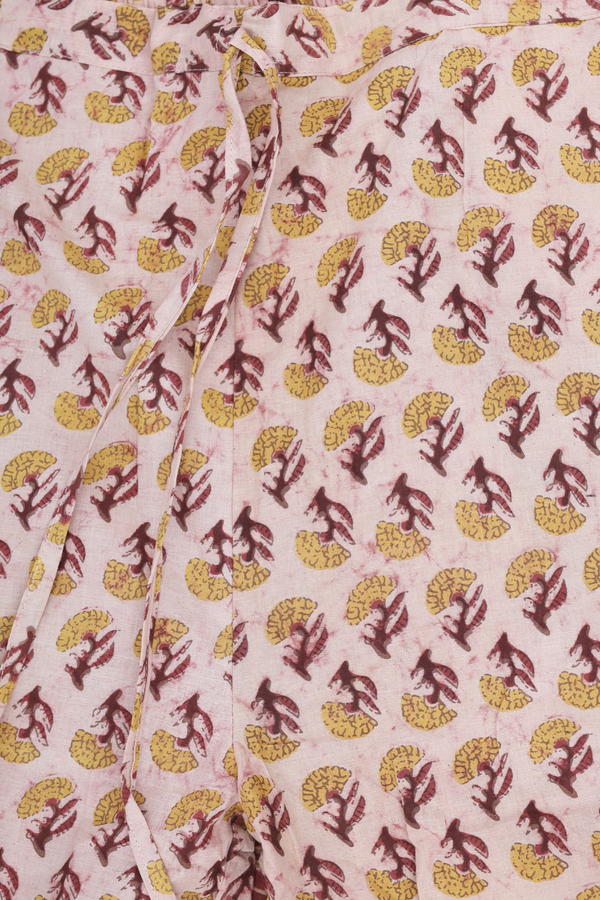 Round Neck Printed Design Biscuit Color Cotton Salwar Set