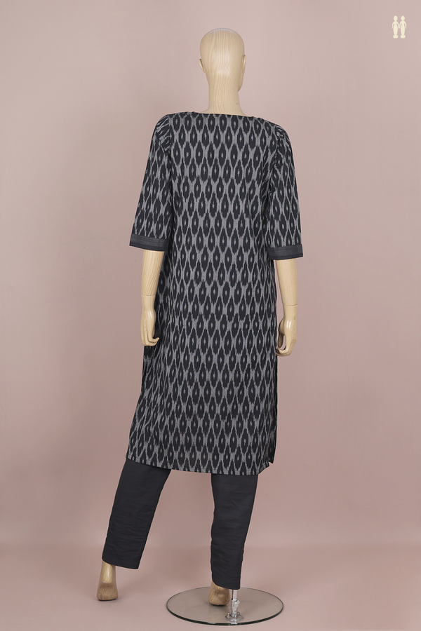 Round Neck Printed Design Black Cotton Salwar Set