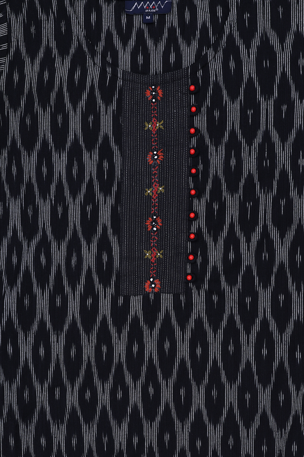 Round Neck Printed Design Black Cotton Salwar Set