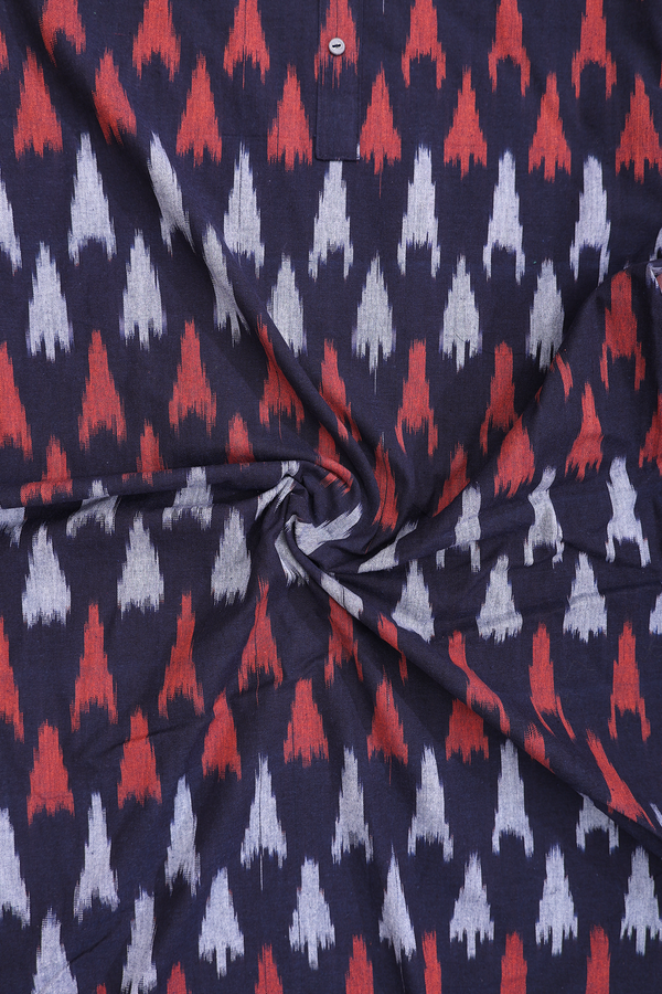 Round Neck Printed Design Black Ikat Cotton Nightie