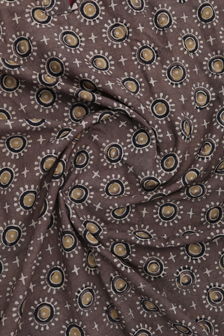 Round Neck Printed Design Dusty Brown Cotton Long Kurta