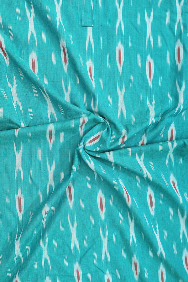 Round Neck Printed Design Green Ikat Cotton Nightie
