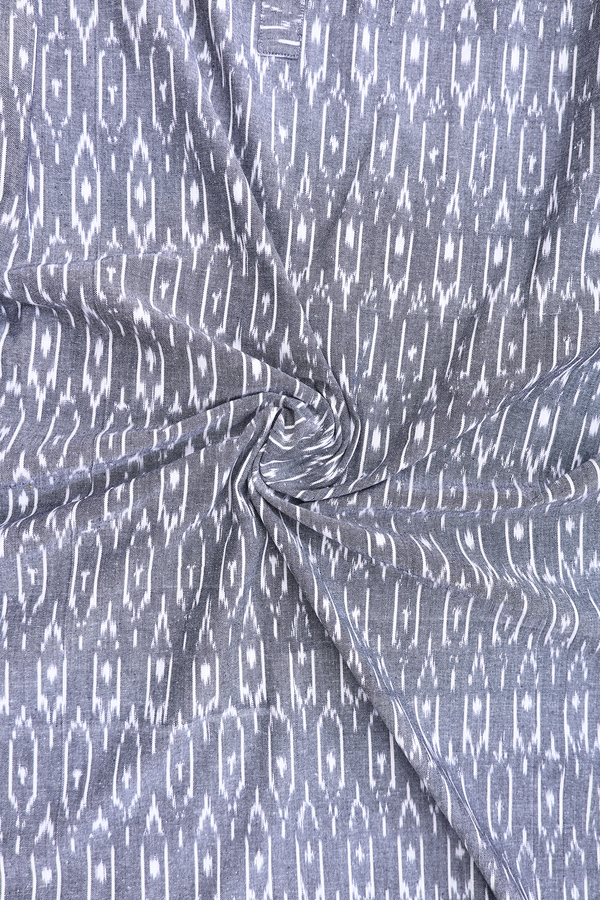 Round Neck Printed Design Grey Ikat Cotton Nightie