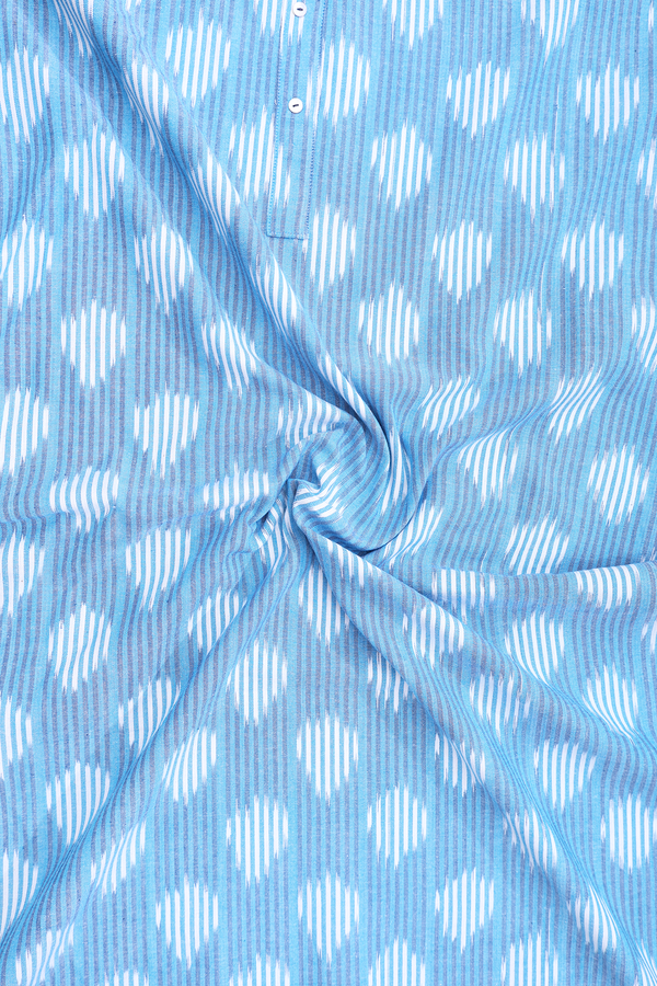 Round Neck Printed Design Sky Blue Ikat Cotton Nightie
