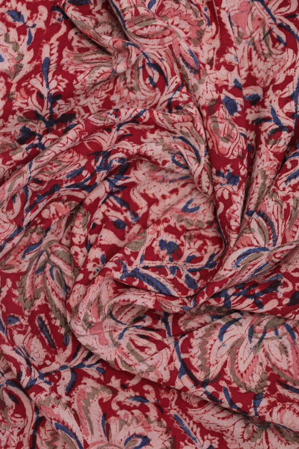 Round Neck Printed Design With Zip Red Cotton Nightie