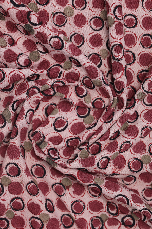 Round Neck Printed Design With Zip Red Cotton Nightie