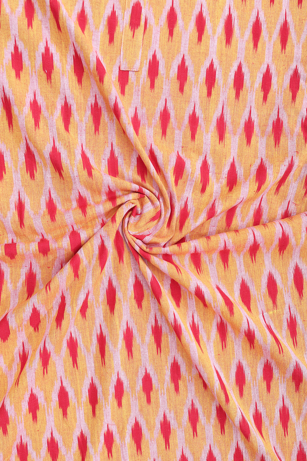 Round Neck Printed Design Yellow Ikat Cotton Nightie