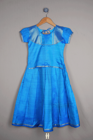 Round Neck Shades Of Blue Readymade Pavadai Sattai