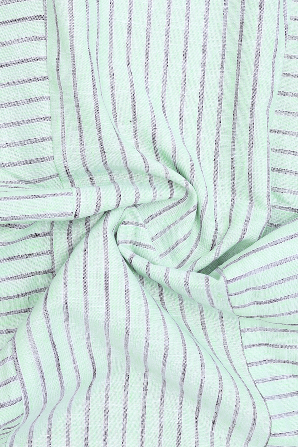 Round Neck Stripes Design Green Cotton Long Kurta